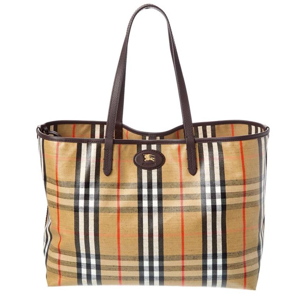 Burberry Tan and Brown Checkered Tote